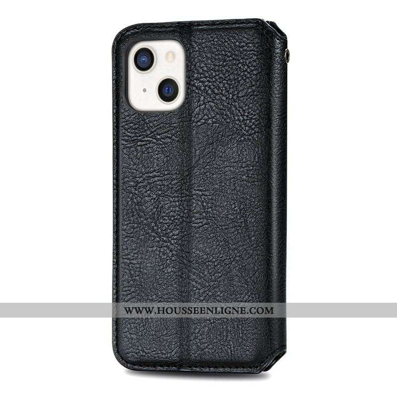 Flip Cover iPhone 13 Mini Effet Cuir Texture Diamant