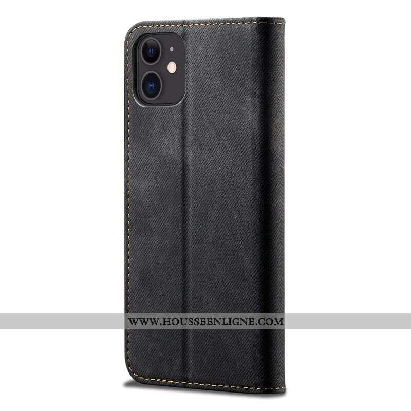 Flip Cover iPhone 13 Mini Simili Cuir Texture Jeans