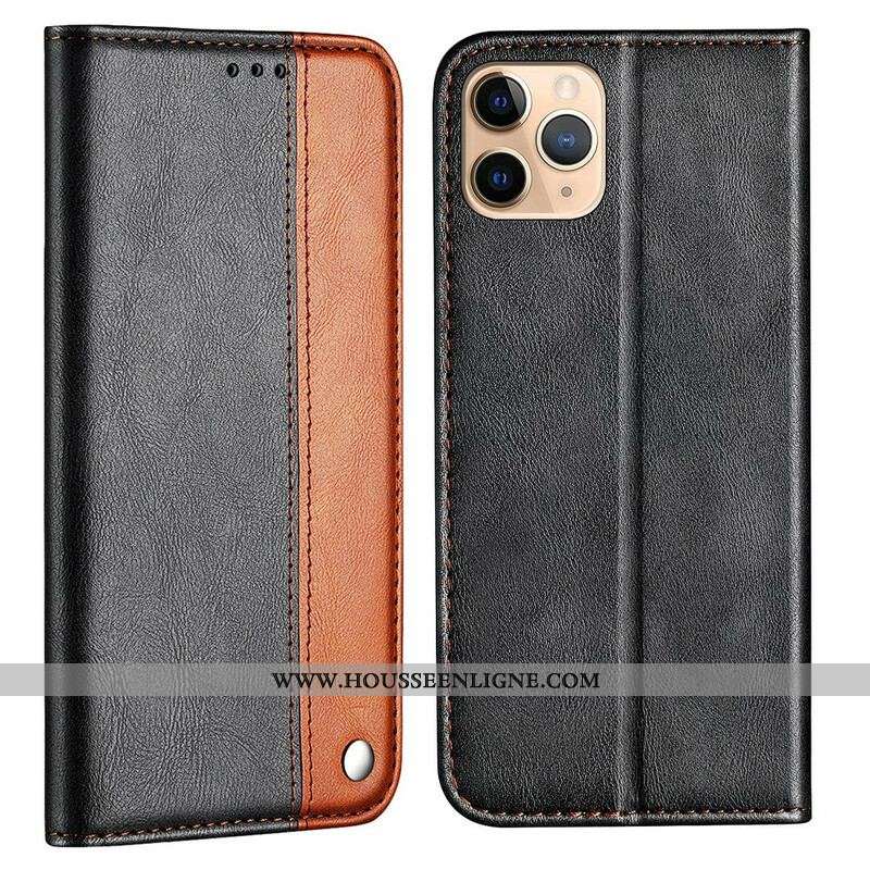 Flip Cover iPhone 13 Pro Bicolore Effet Cuir