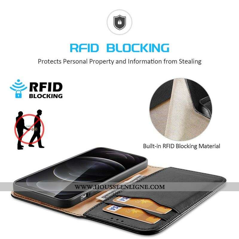 Flip Cover iPhone 13 Pro Cuir Fendu RFID DUX DUCIS