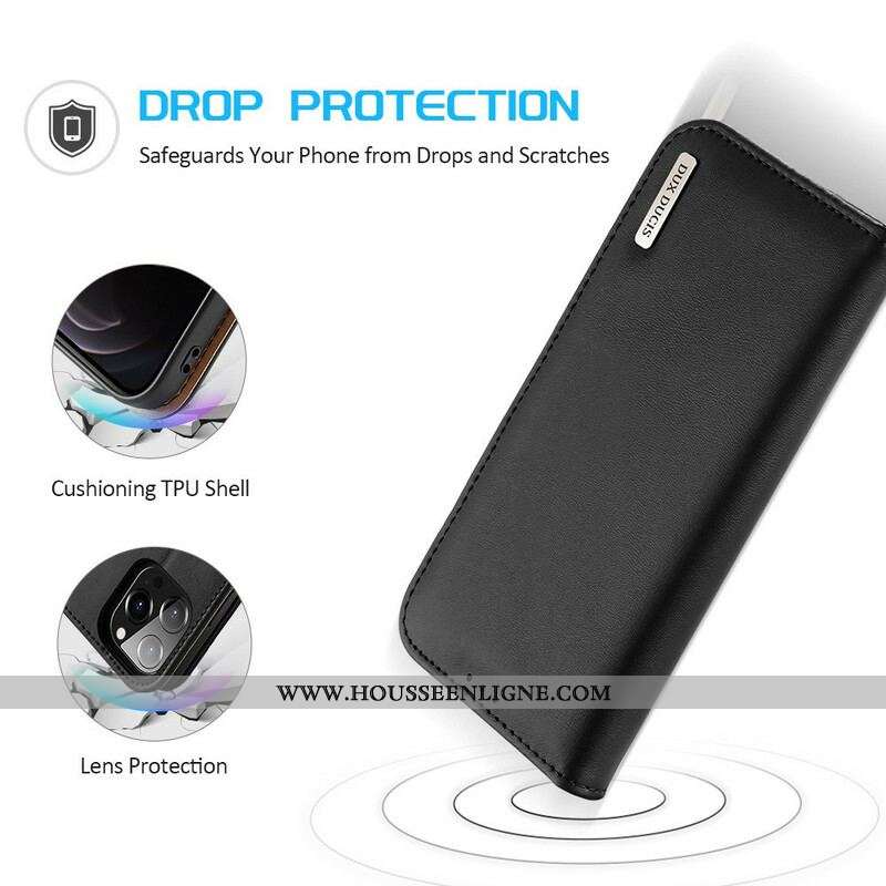 Flip Cover iPhone 13 Pro Cuir Fendu RFID DUX DUCIS