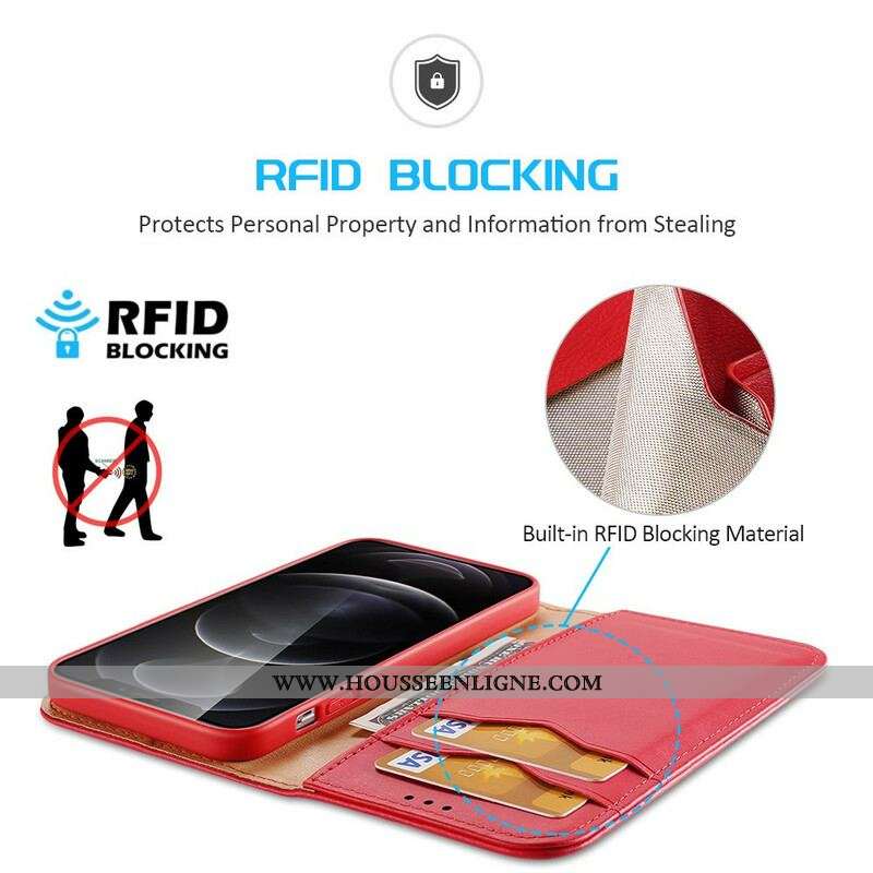 Flip Cover iPhone 13 Pro Cuir Fendu RFID DUX DUCIS