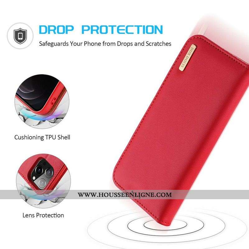 Flip Cover iPhone 13 Pro Cuir Fendu RFID DUX DUCIS