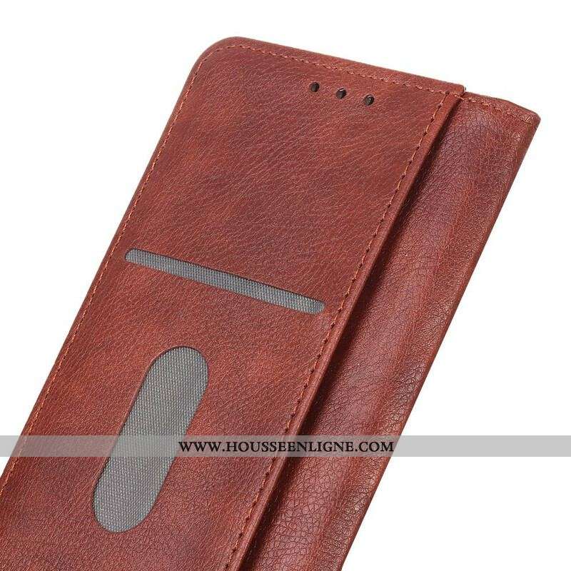 Flip Cover iPhone 13 Pro Cuir Litchi Fendu