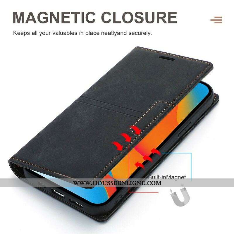 Flip Cover iPhone 13 Pro Max Style Cuir Couture Fermoir Magnétique