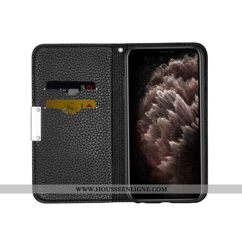 Flip Cover iPhone 13 Pro Simili Cuir Litchi Ultra Chic