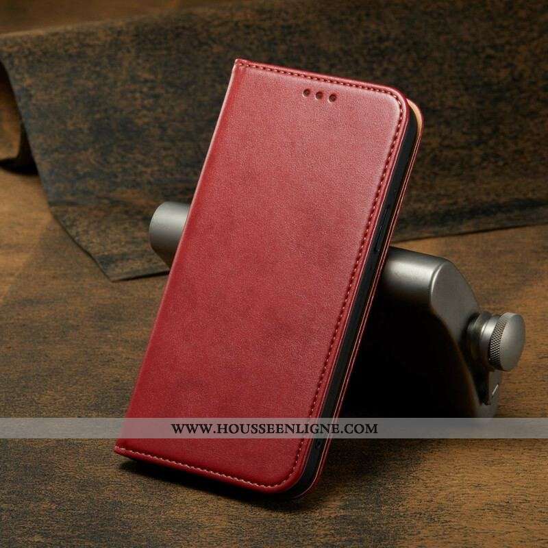 Flip Cover iPhone 13 Pro Simili Cuir Sobriété