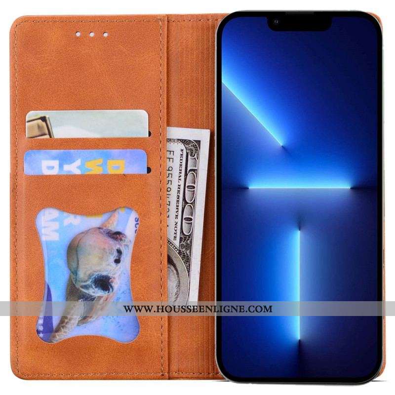 Flip Cover iPhone 14 Effet Cuir Business Bicolore