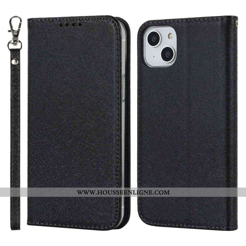 Flip Cover iPhone 14 Plus Style Cuir Douceur avec Lanière