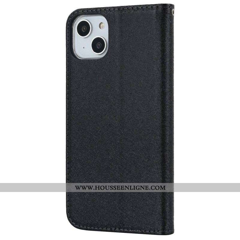 Flip Cover iPhone 14 Plus Style Cuir Douceur avec Lanière