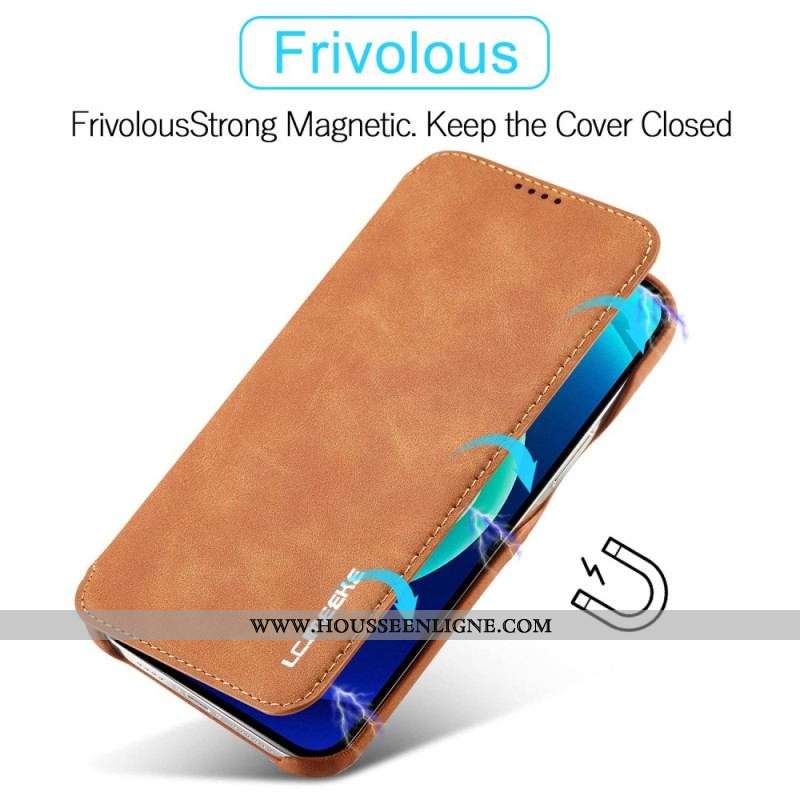 Flip Cover iPhone 14 Pro Max LC.IMEEKE Effet Cuir