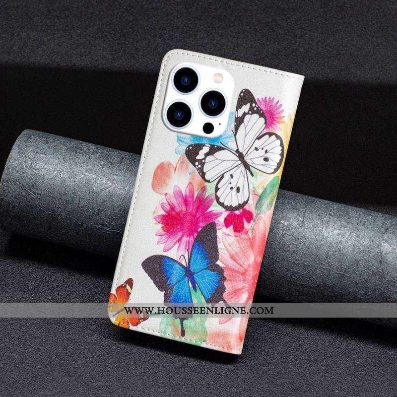 Flip Cover iPhone 14 Pro Papillons