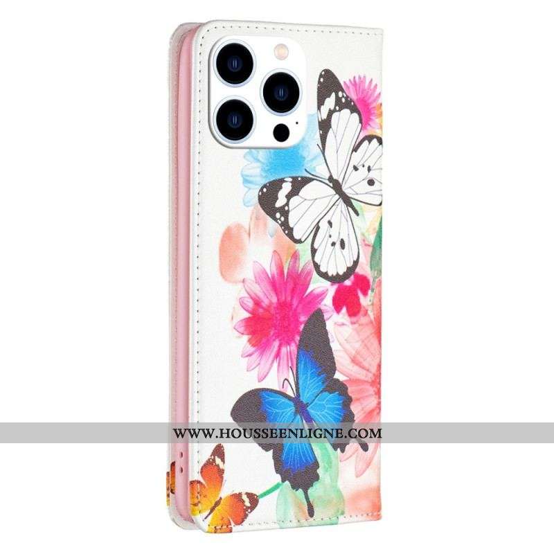 Flip Cover iPhone 14 Pro Papillons