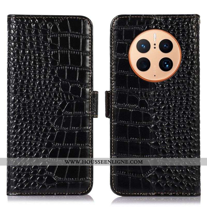 Housse Huawei Mate 50 Pro Style Crocodile RFID