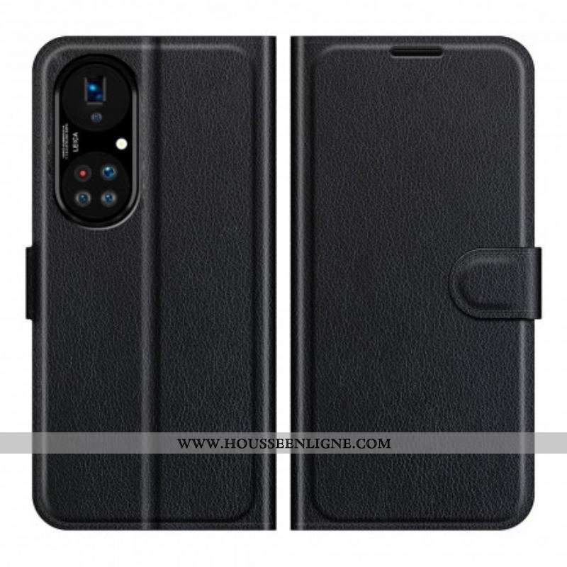 Housse Huawei P50 Pro Style Cuir Litchi Classique