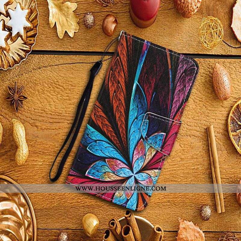 Housse IPhone 13 Pro Feuilles Colorées avec Lanière