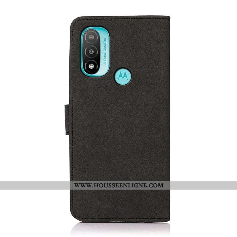 Housse Moto E40 / E30 / E20 Effet Cuir Fashion KHAZNEH