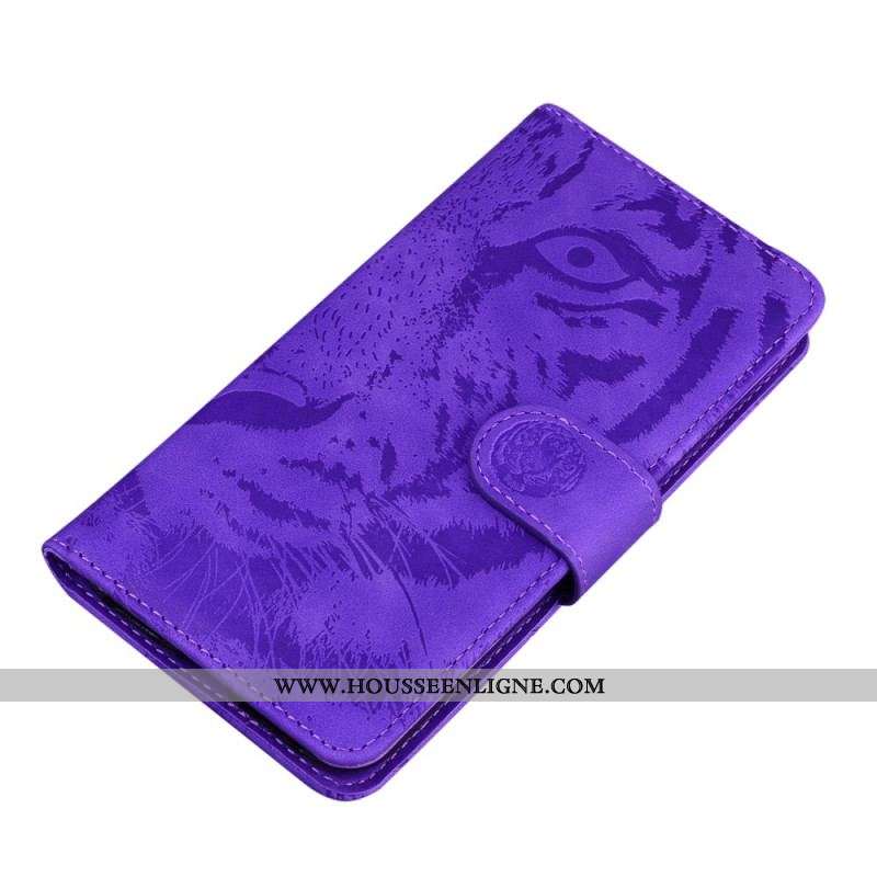 Housse Moto E40 / E30 / E20 Empreinte Face de Tigre