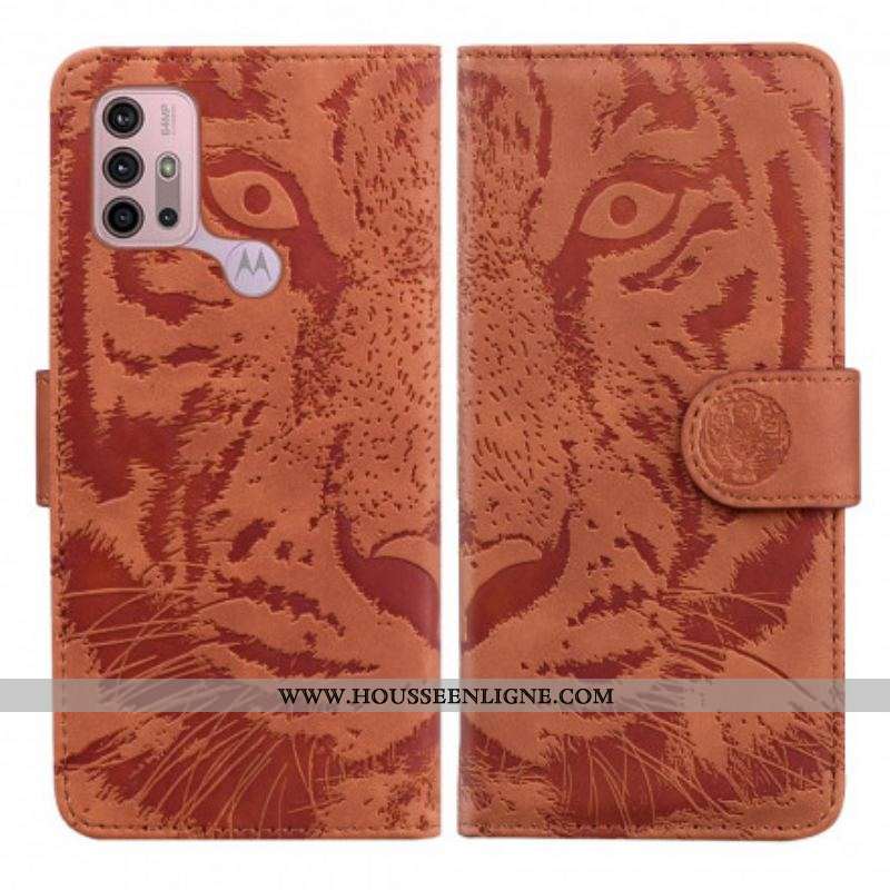 Housse Moto G30 / Moto G10 Empreinte Face de Tigre