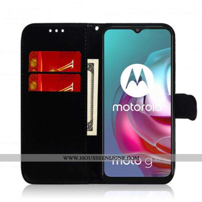 Housse Moto G30 / Moto G10  Simili Cuir Couverture Miroir