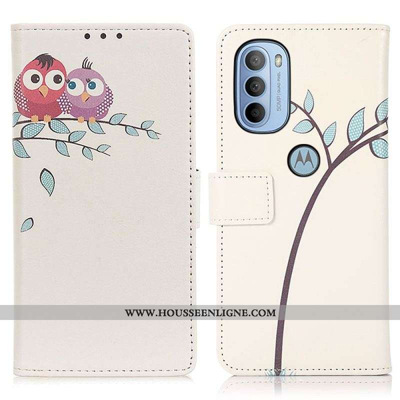 Housse Moto G41 / G31 Couple De Hiboux Sur l'Arbre