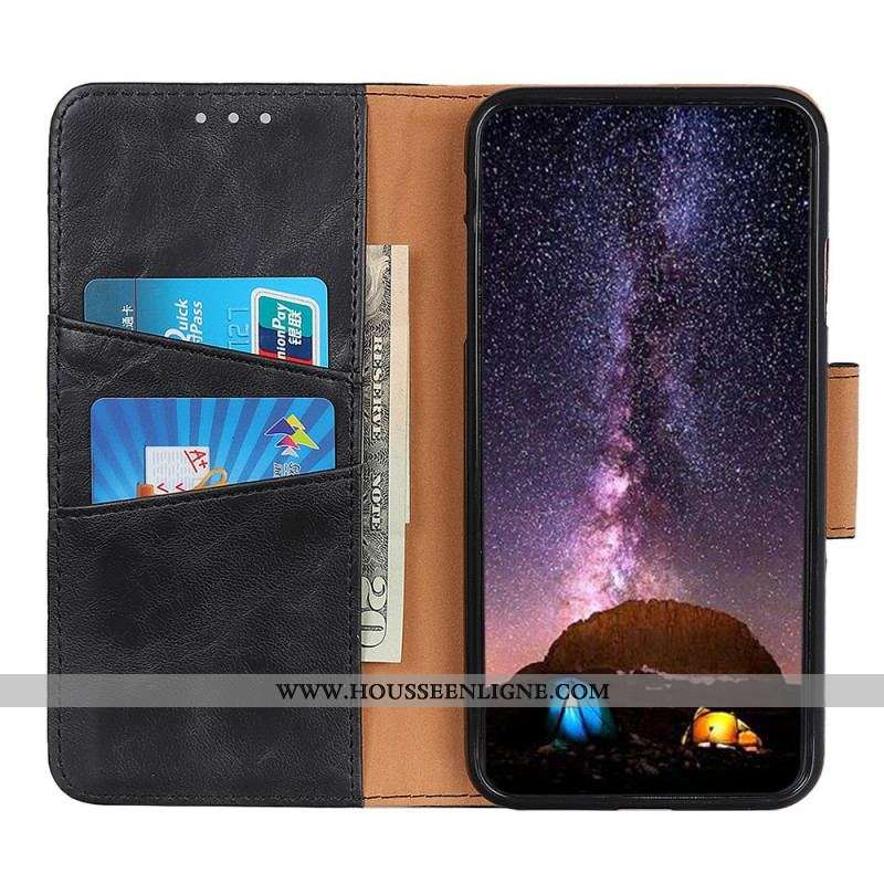 Housse Moto G41 / G31 Cuir Fendu Fermoir Réversible