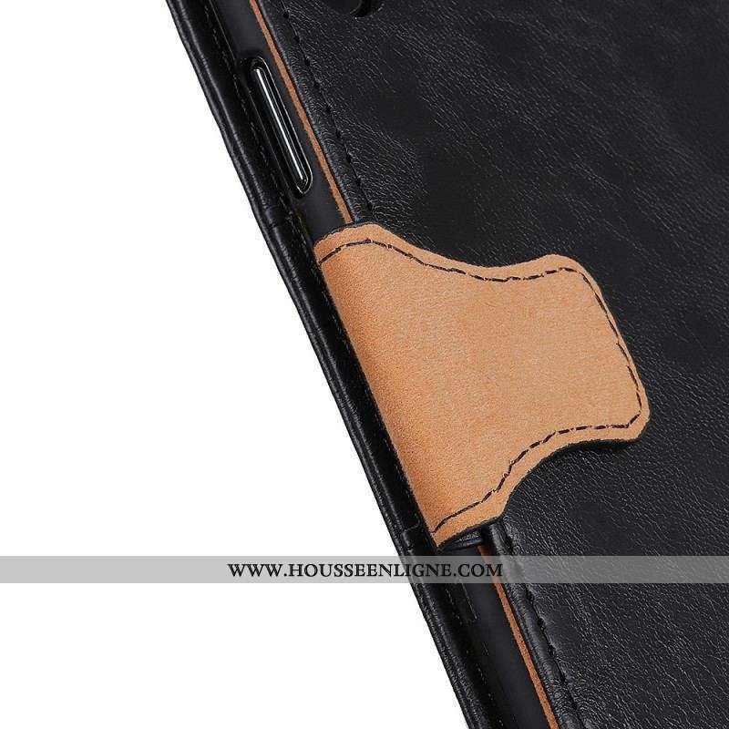 Housse Moto G41 / G31 Cuir Fendu Fermoir Réversible