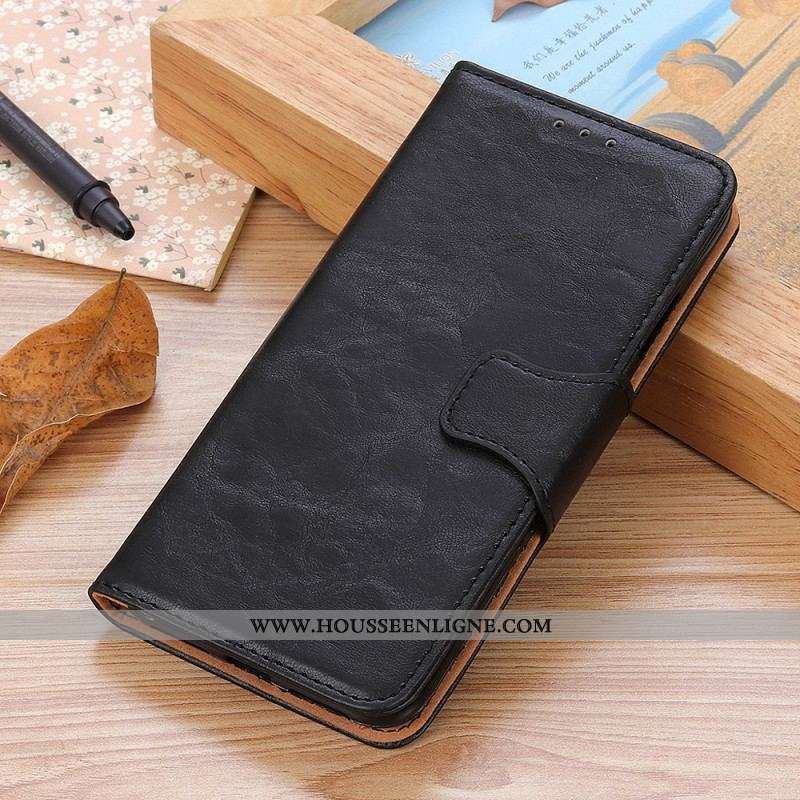 Housse Moto G41 / G31 Cuir Fendu Fermoir Réversible