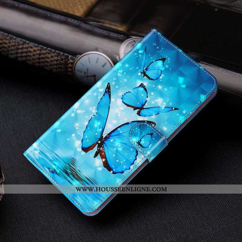 Housse Moto G41 / G31 Papillons Bleus Volants