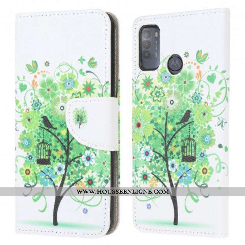 Housse Moto G50 Arbre Fleuri