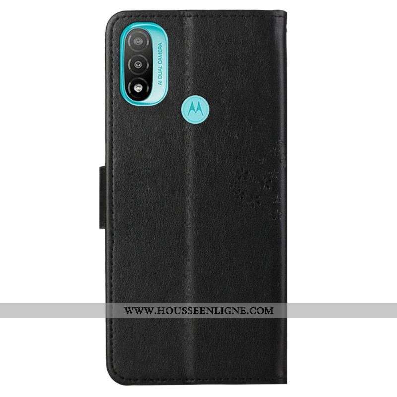 Housse Moto G71 5G Arbre et Hiboux à Lanière