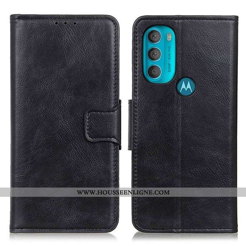 Housse Moto G71 5G Effet Cuir Fermoir Réversible