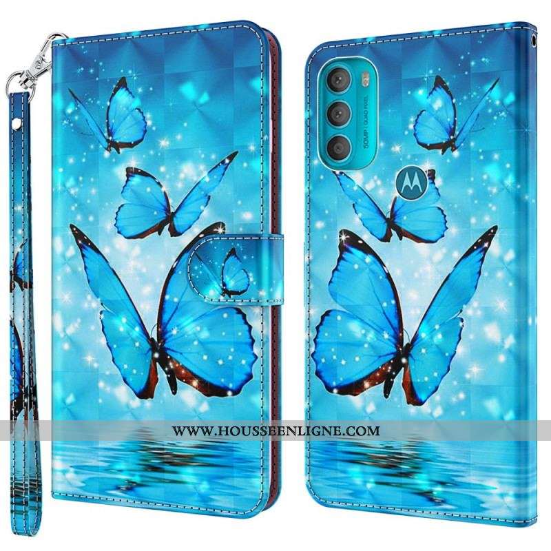 Housse Moto G71 5G Papillons Bleus Volants