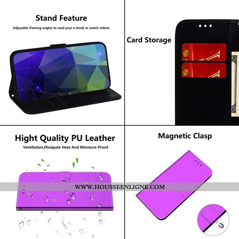 Housse Moto G71 5G Simili Cuir Couverture Miroir