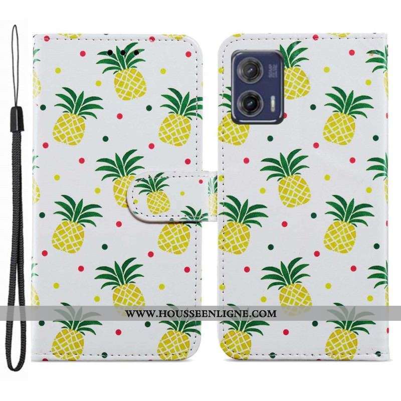 Housse Moto G73 5G Ananas à Lanière