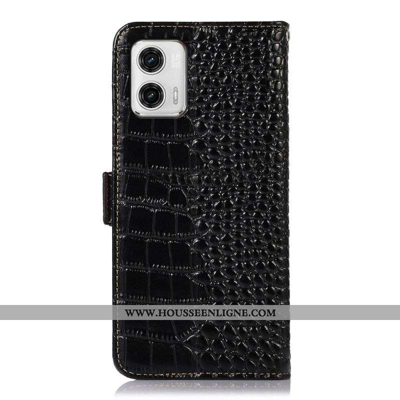 Housse Moto G73 5G Style Crocodile RFID