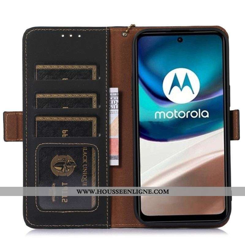 Housse Moto G73 5G Véritable Cuir RFID