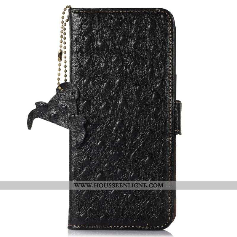 Housse OnePlus 11 5G Véritable Cuir Autruche RFID