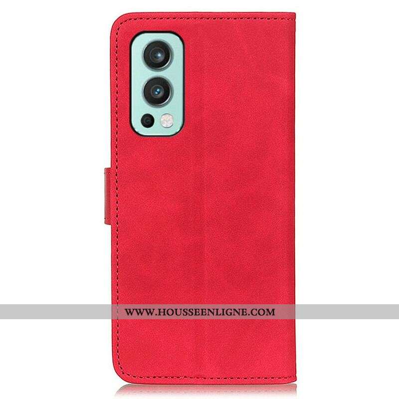 Housse OnePlus Nord 2 5G Mate Effet Cuir Vintage KHAZNEH