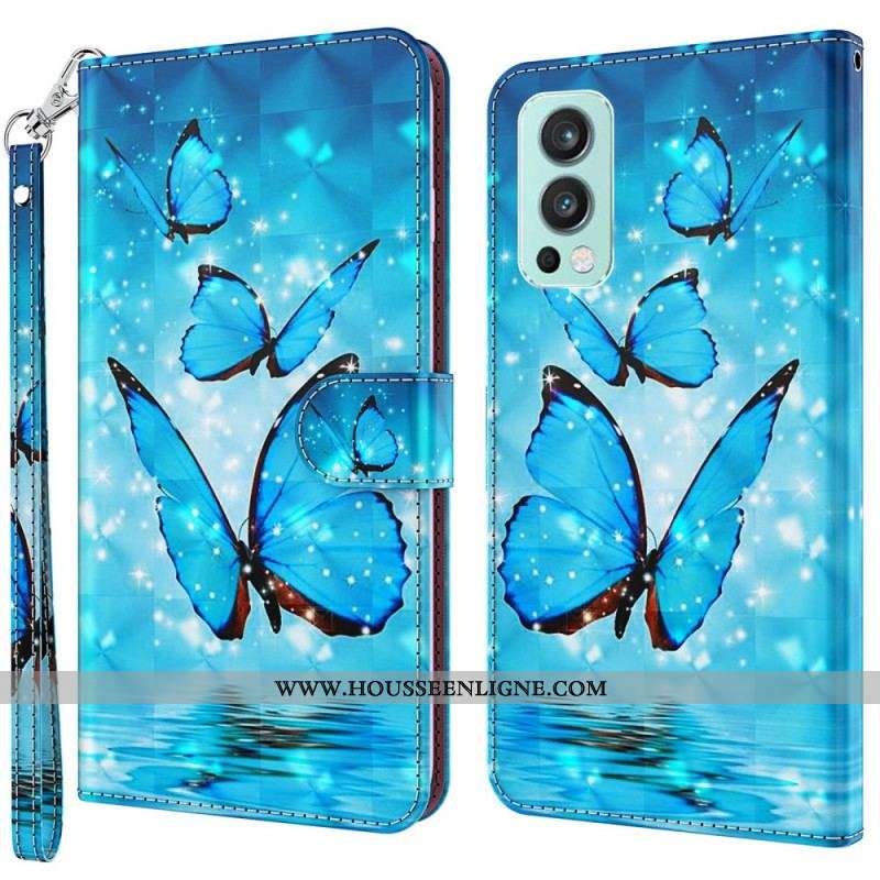 Housse OnePlus Nord 2 5G Papillons Bleus Volants