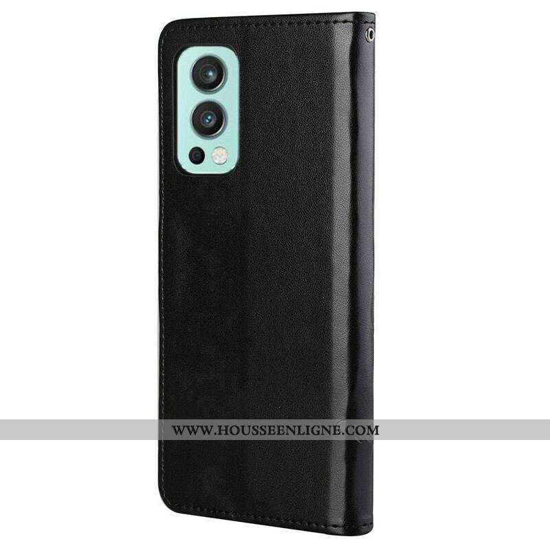 Housse OnePlus Nord 2 5G Papillons Et Fleurs À Lanière