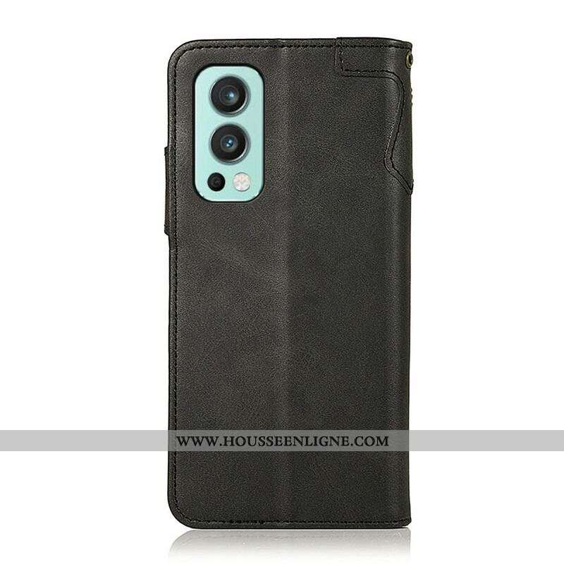 Housse OnePlus Nord 2 5G Simili Cuir Bouton KHAZNEH