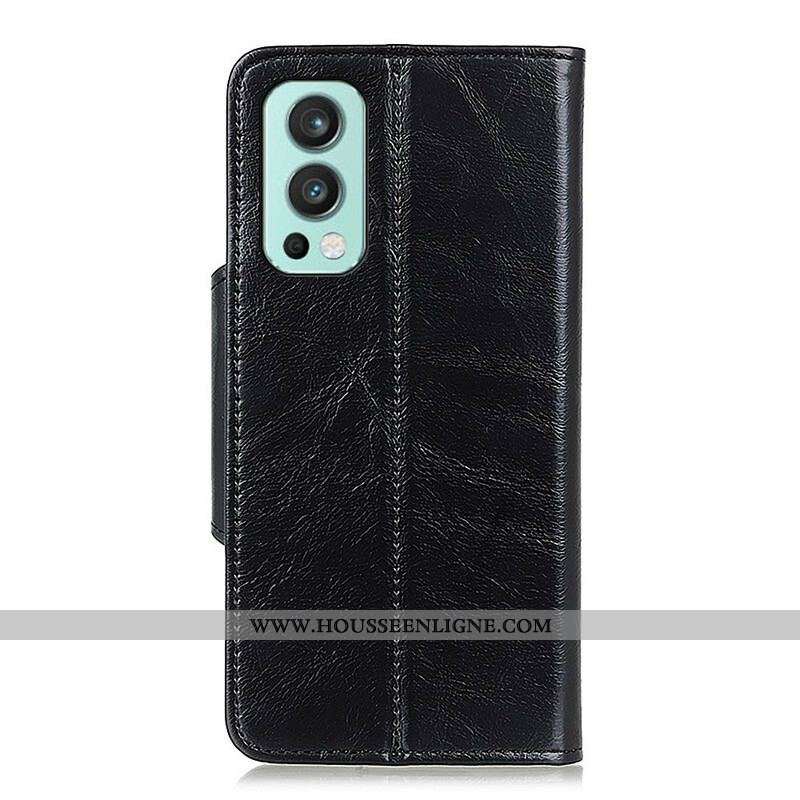 Housse OnePlus Nord 2 5G Simili Cuir Bouton Verni