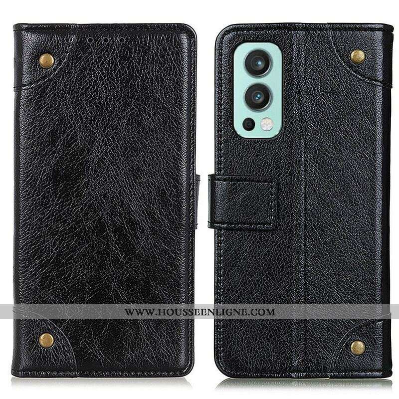 Housse OnePlus Nord 2 5G Style Cuir Nappa Rivets Vintage