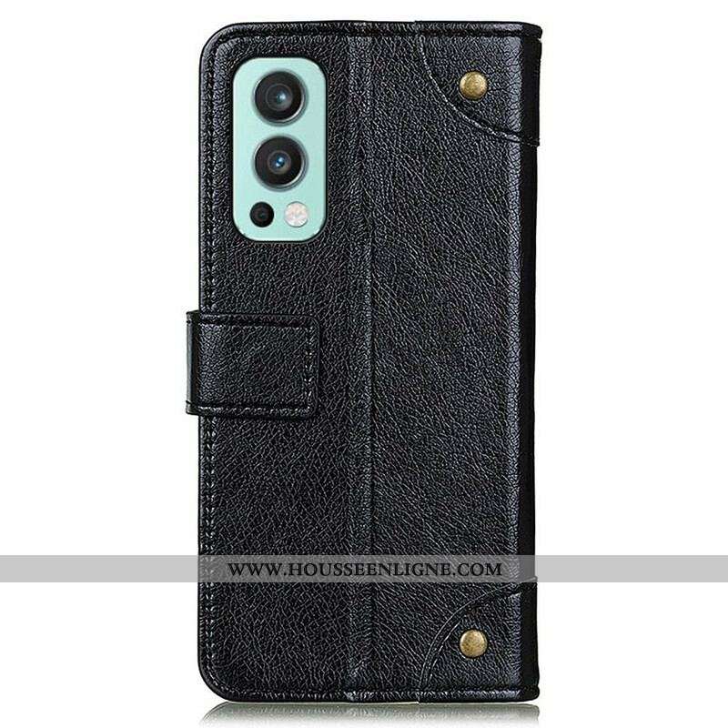 Housse OnePlus Nord 2 5G Style Cuir Nappa Rivets Vintage