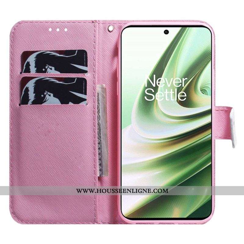 Housse OnePlus Nord 2T 5G Fleur Rose à Lanière