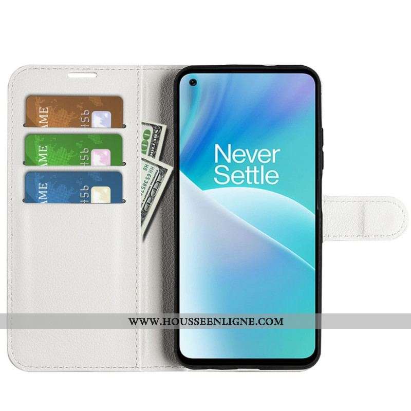 Housse OnePlus Nord 2T 5G Simili Cuir Litchi Classique