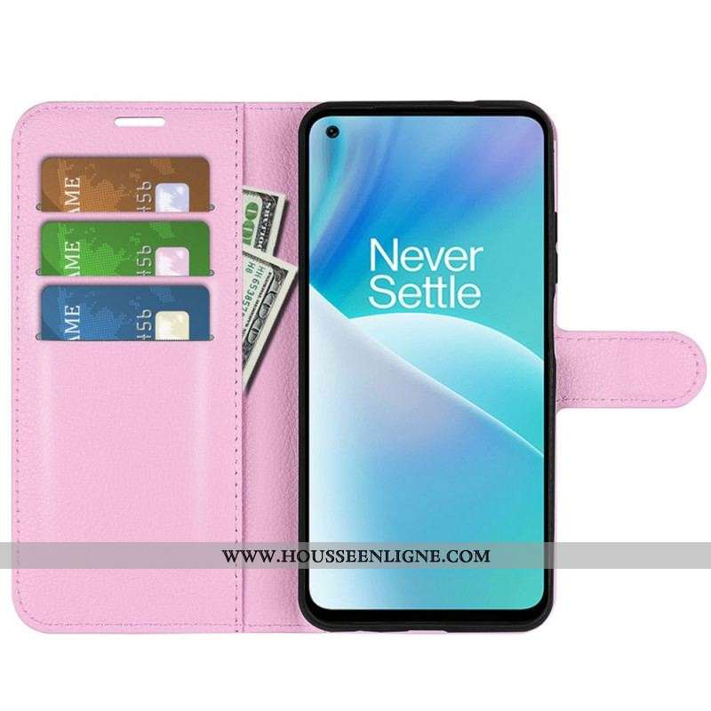 Housse OnePlus Nord 2T 5G Simili Cuir Litchi Classique