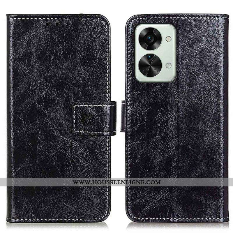 Housse OnePlus Nord 2T 5G Simili Cuir Verni et Coutures