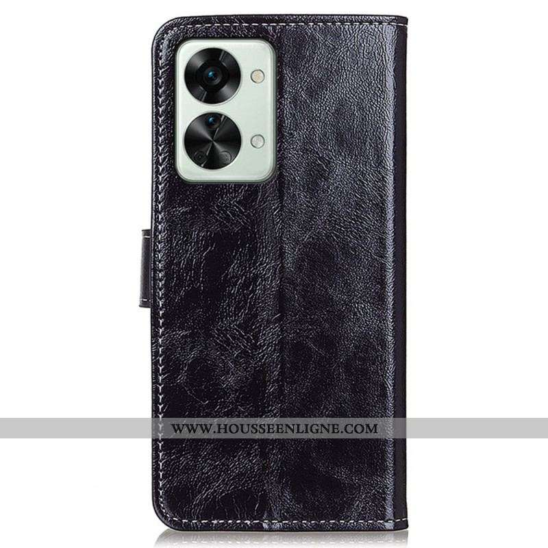 Housse OnePlus Nord 2T 5G Simili Cuir Verni et Coutures